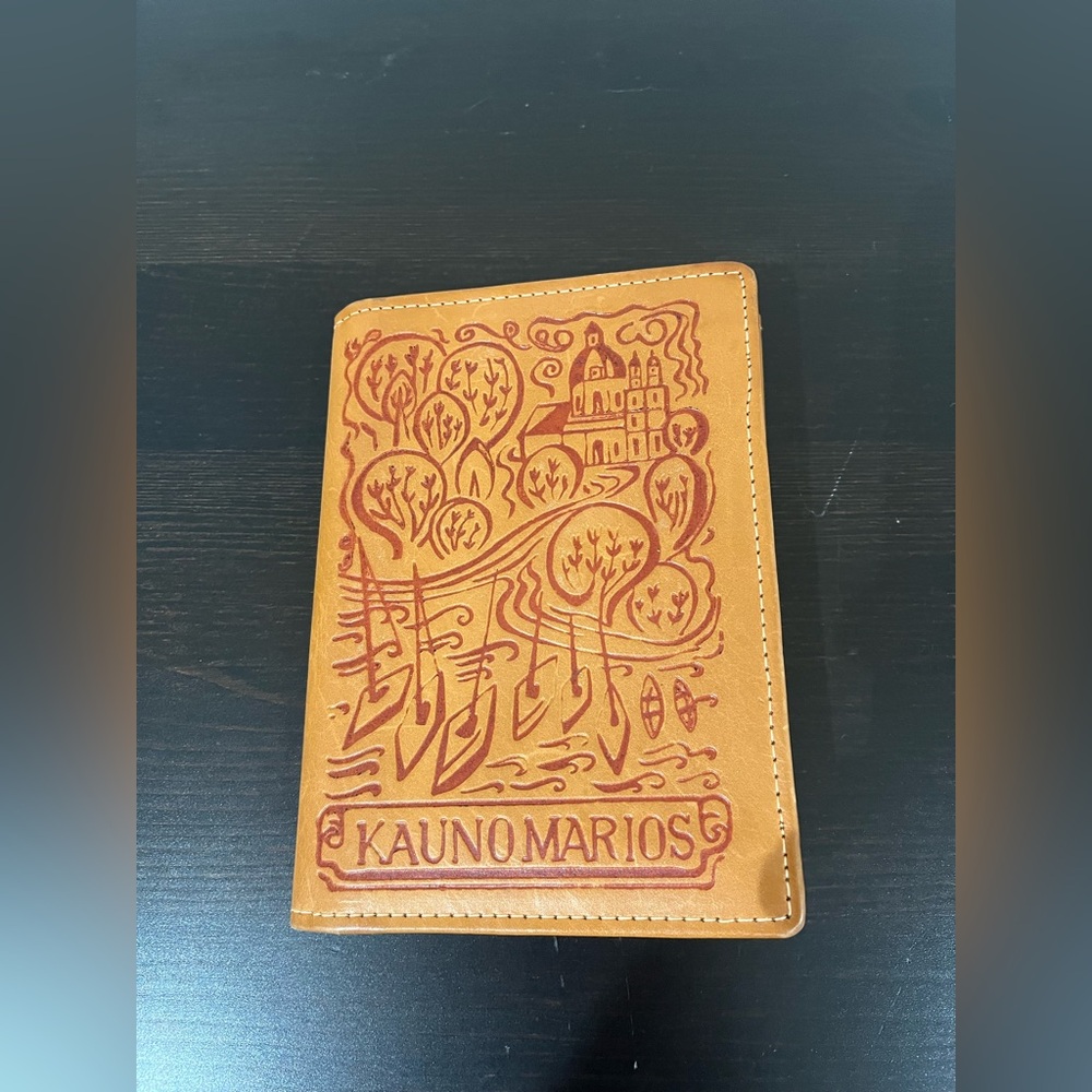 Engraved Tan Leather Passport Holder